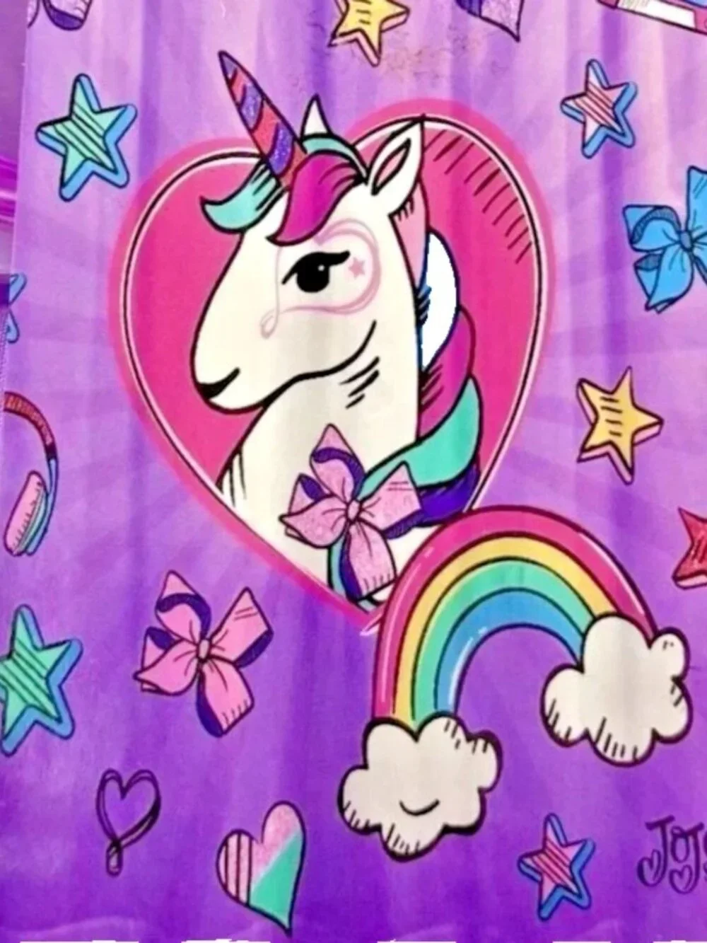 NWT Nickelodeon JoJo Siwa Unicorn Rainbow Fabric Shower Curtain Set 13 Pc